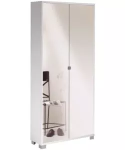 ARMADIO SCARPIERA BIANCA CON ANTE A SPECCHIO, 83X190X29 CM